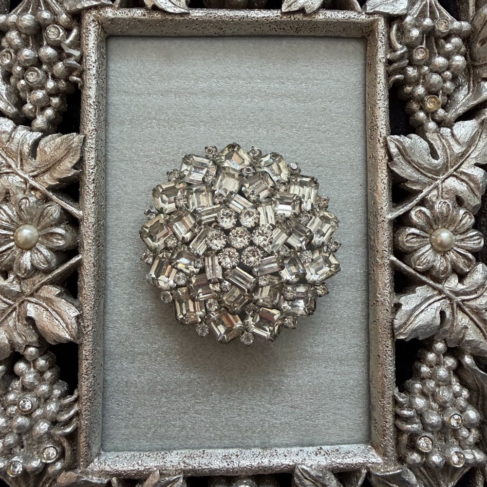 Albert Weiss Silver Rhinestones Brooch